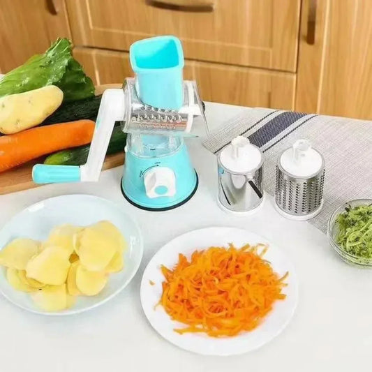 Rallador rotativo 3 en 1 - triturador manual verduras, queso y nueces, acero inoxidable