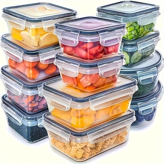 Set 8 recipientes herméticos sin BPA con tapa de cierre - apto microondas y congelador para frutas verduras y secos
