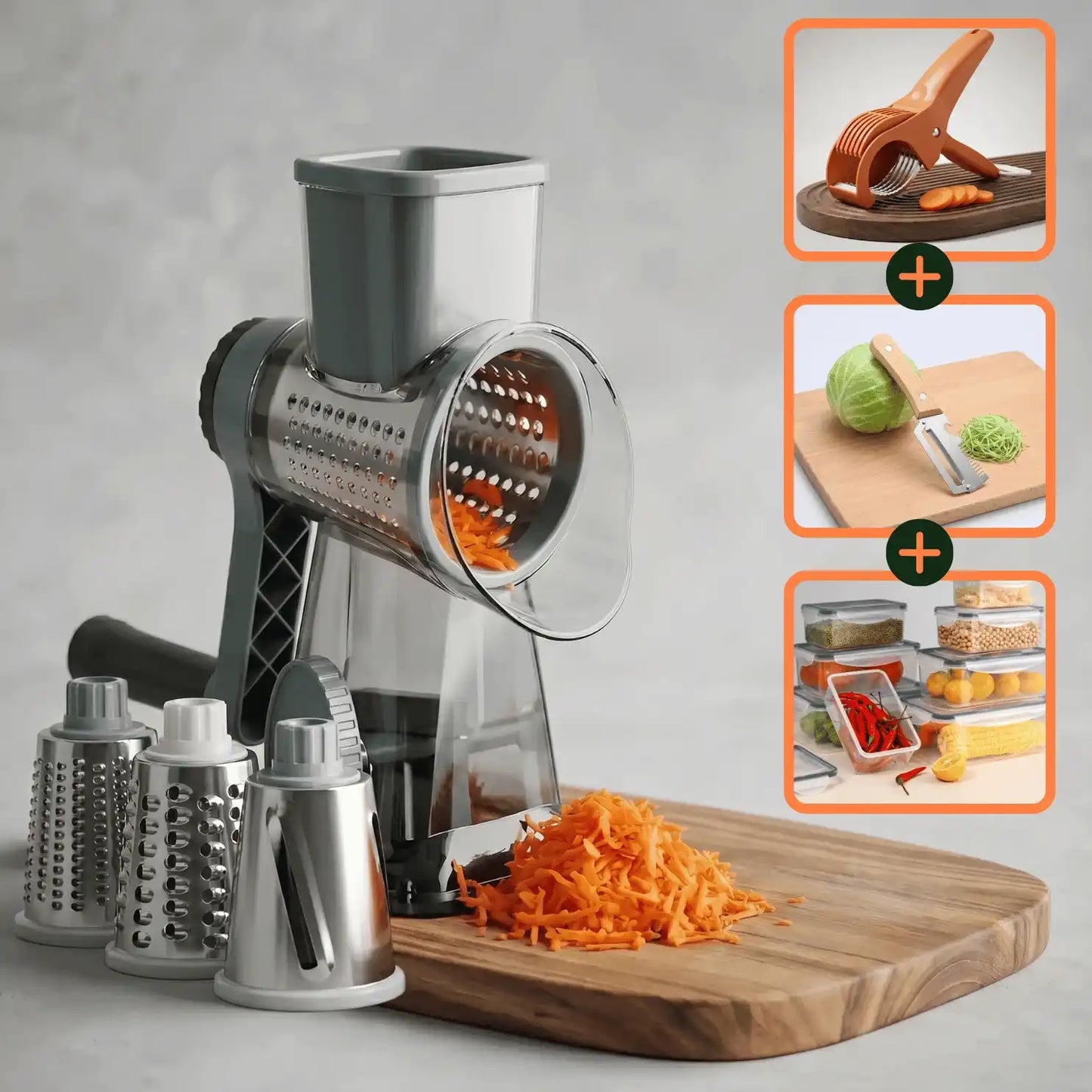 Rallador 3 en 1 de Alimentos + 3 Accesorios