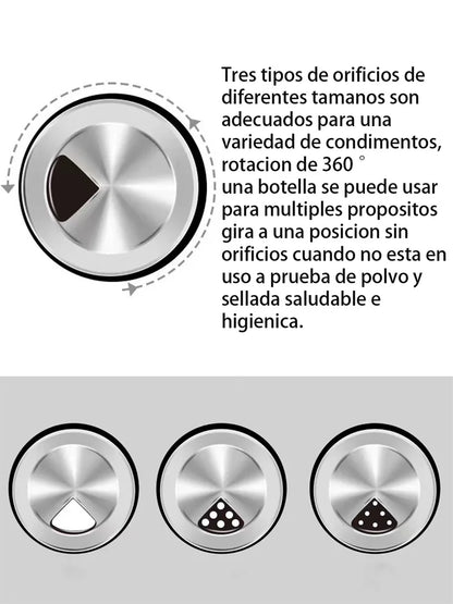 Especiero giratorio negro 6 frascos vidrio organizador condimentos cocina

