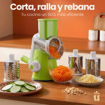 Rallador de Alimentos con 3 Cuchillas + 2 Accesorios