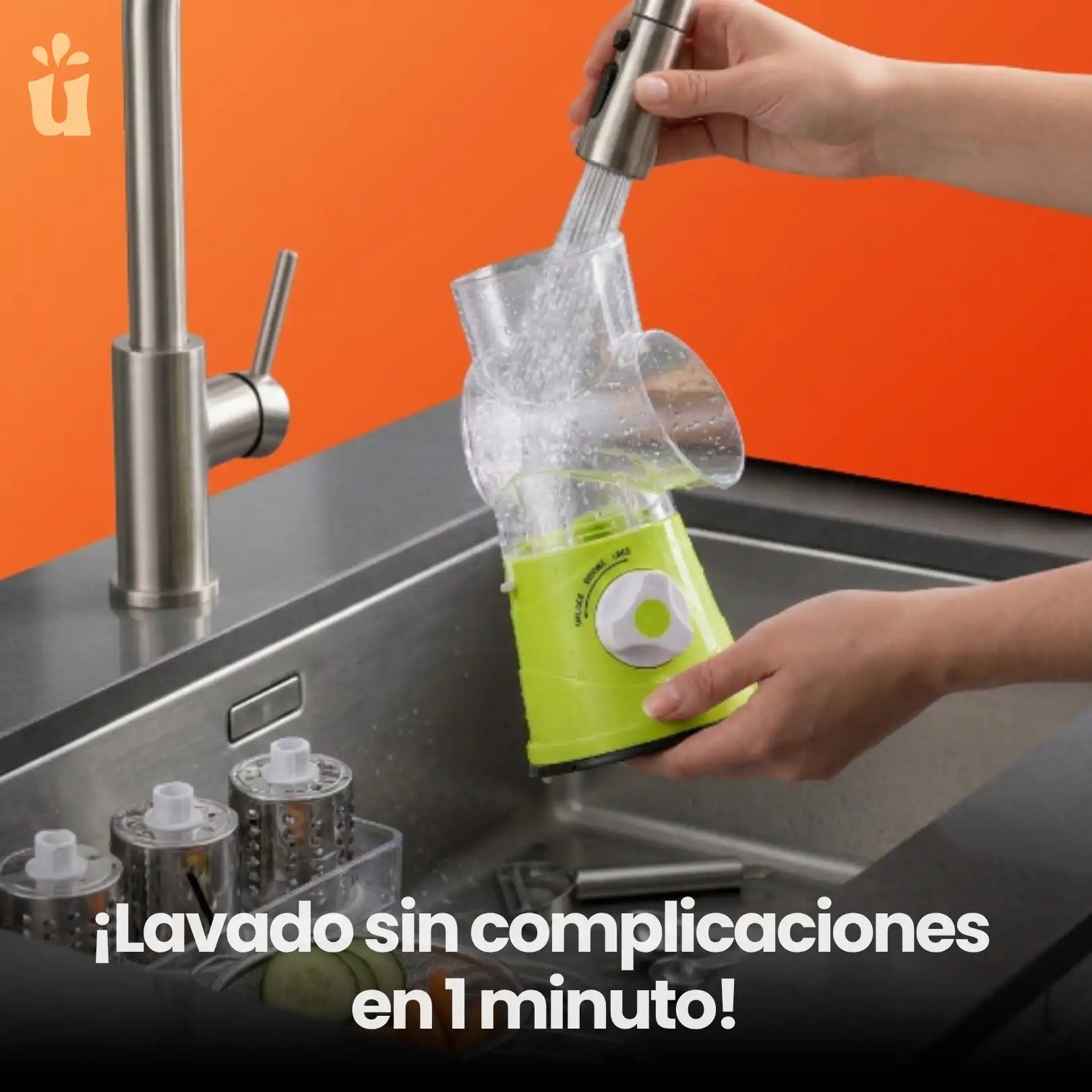 Rallador de Alimentos con 3 Cuchillas + 2 Accesorios