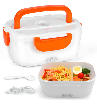 Fiambrera eléctrica portátil naranja 110V 12V – calienta comida para oficina y viajes