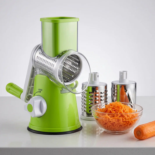 Rallador rotativo 3 en 1 - triturador manual verduras, queso y nueces, acero inoxidable
