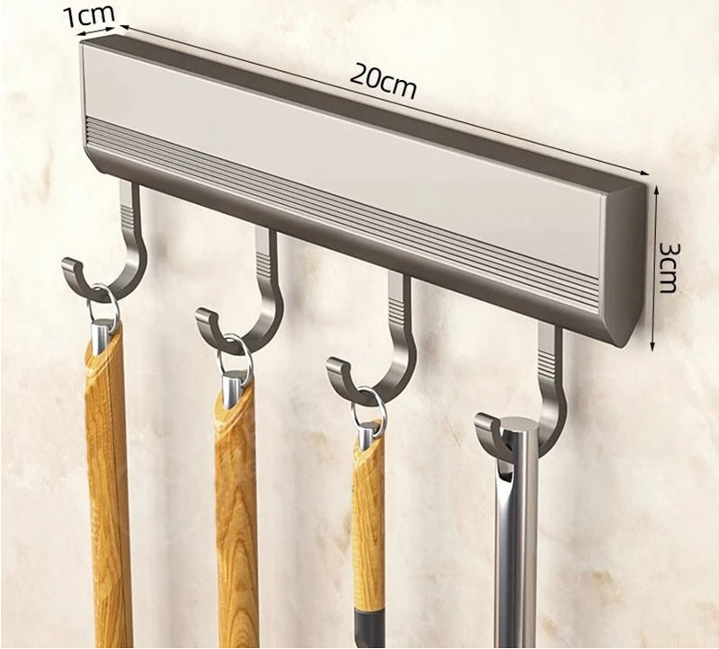 Organizador cocina aluminio 4 ganchos para pared
