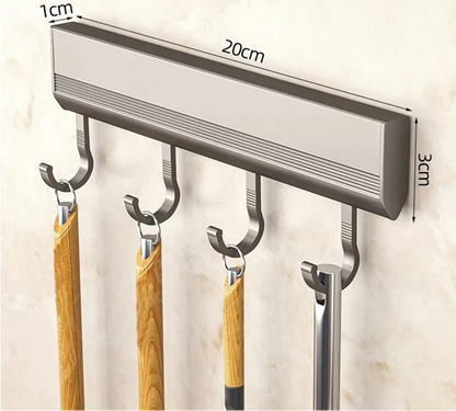 Organizador cocina aluminio 4 ganchos para pared
