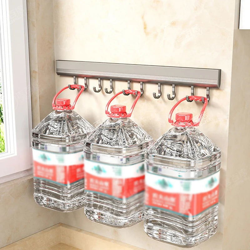 Rack organizador de cocina aluminio 10 ganchos montaje en pared