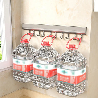 Rack organizador de cocina aluminio 10 ganchos montaje en pared