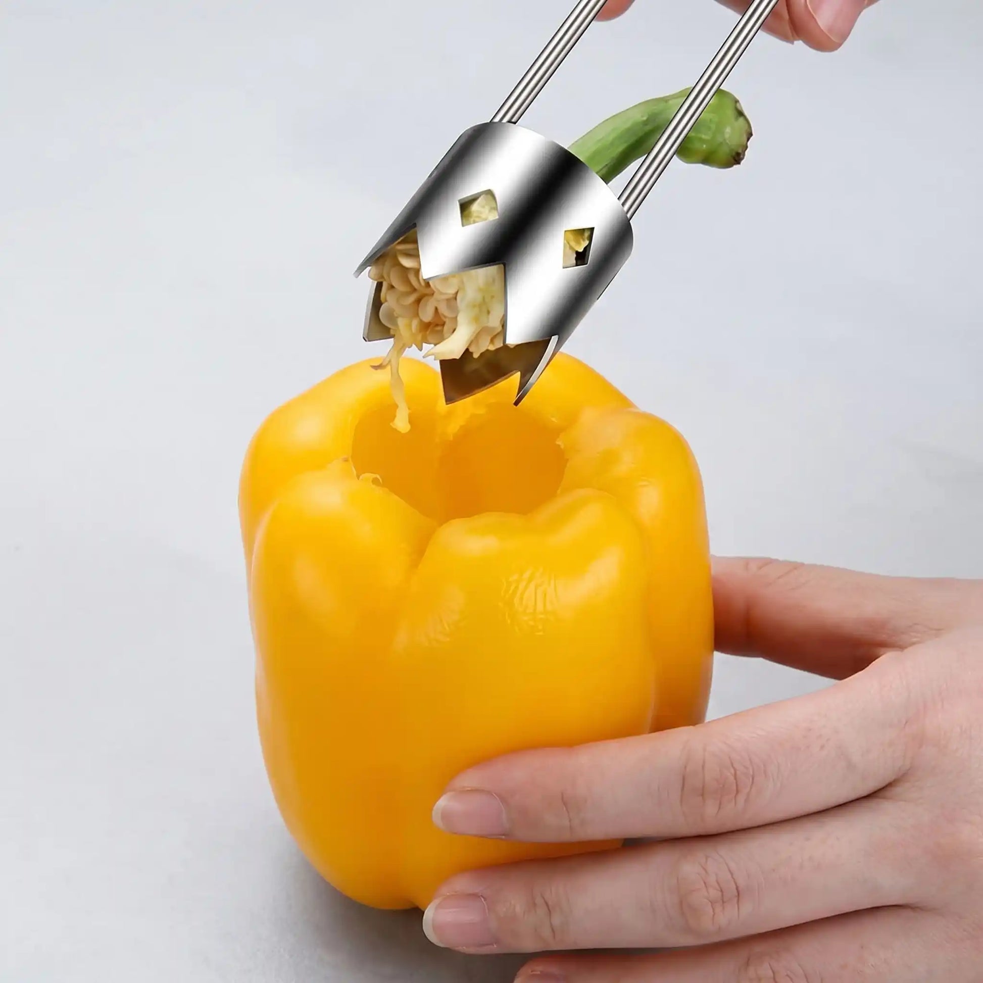 Descorazonador de acero inoxidable para chiles y frutas 1 pieza
