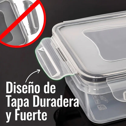 Set 8 recipientes herméticos sin BPA con tapa de cierre - apto microondas y congelador para frutas verduras y secos

