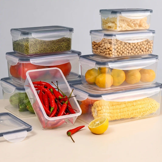 Set 8 recipientes herméticos sin BPA con tapa de cierre - apto microondas y congelador para frutas verduras y secos

