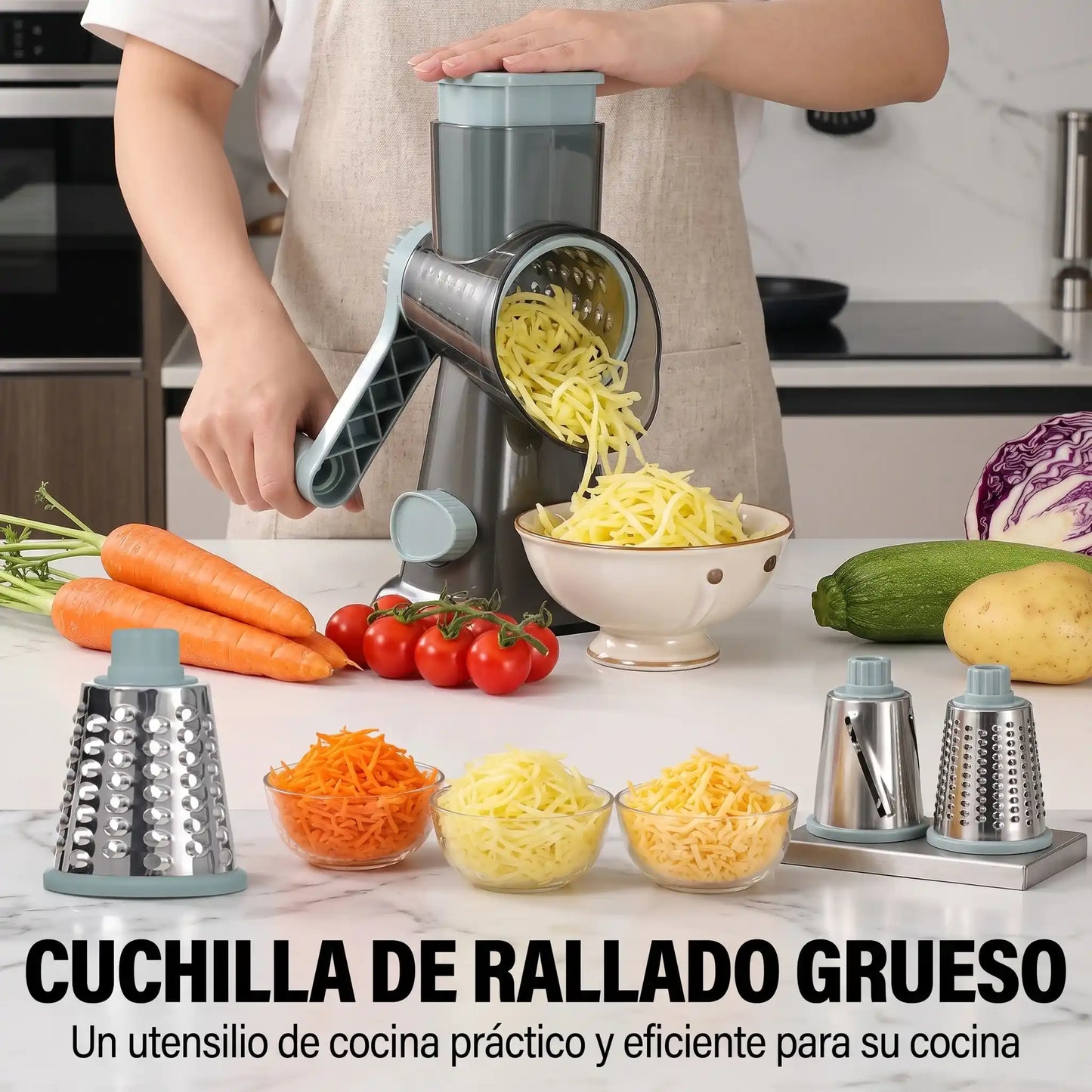 Rallador 3 en 1 de Alimentos + 3 Accesorios