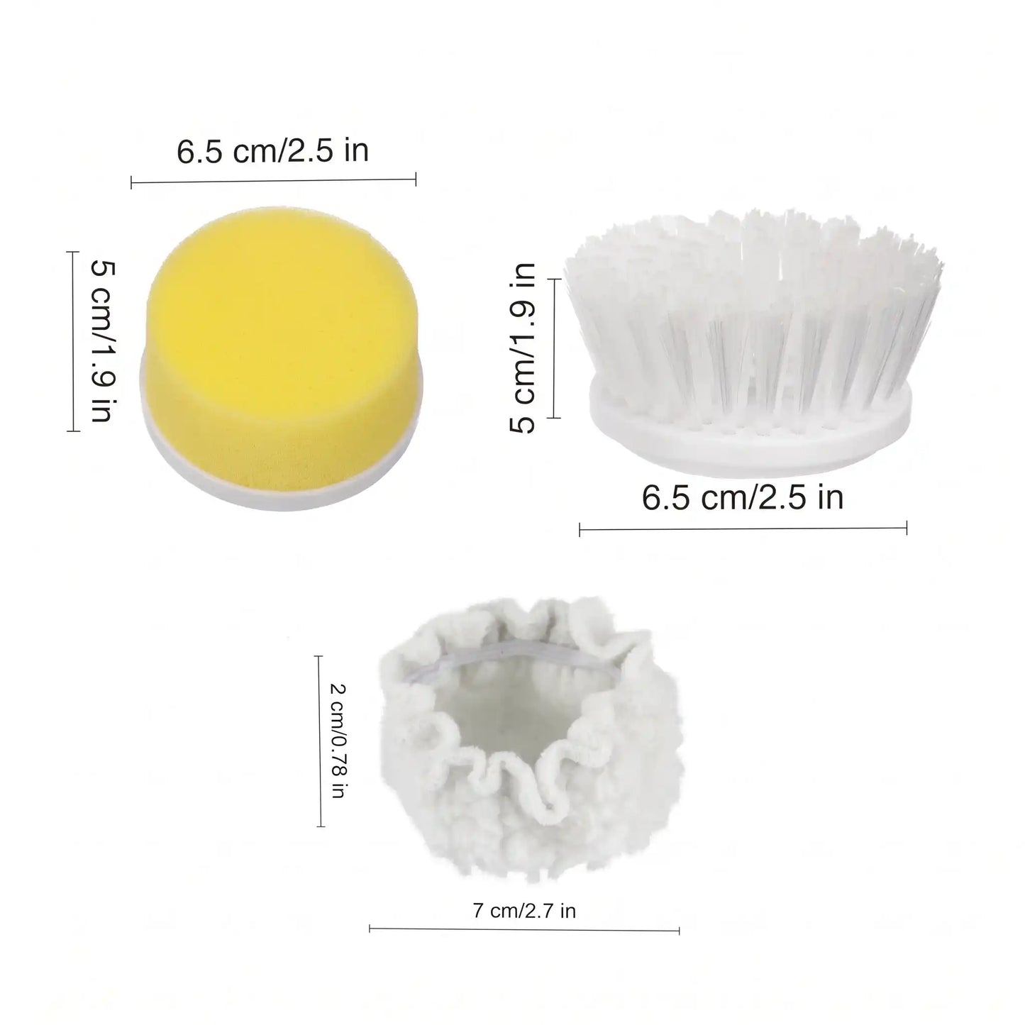 Escoba eléctrica giratoria inalámbrica blanca con 3 cabezales para limpieza cocina y baño