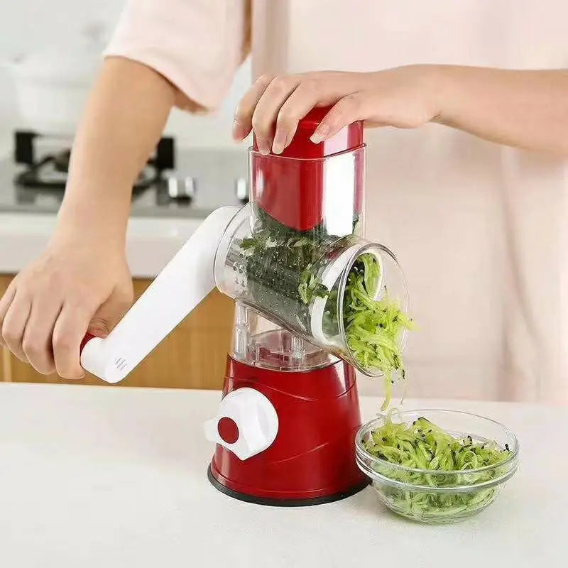 Rallador rotativo 3 en 1 - triturador manual verduras, queso y nueces, acero inoxidable