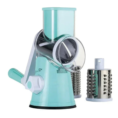 Rallador rotativo 3 en 1 - triturador manual verduras, queso y nueces, acero inoxidable