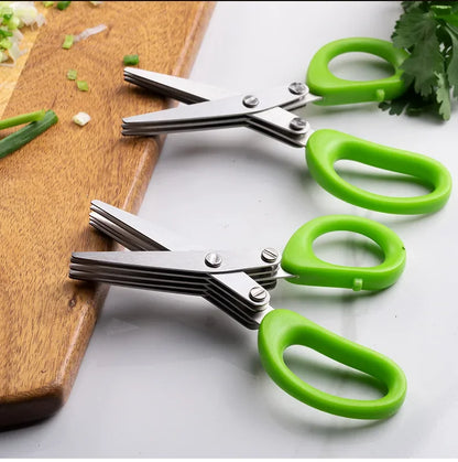 Tijeras de cocina multifuncionales acero inoxidable 5 capas corte hierbas
