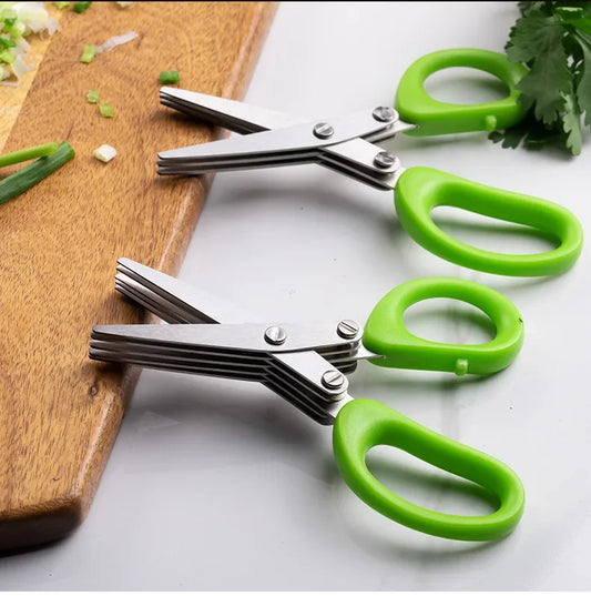 Tijeras de cocina multifuncionales acero inoxidable 5 capas corte hierbas
