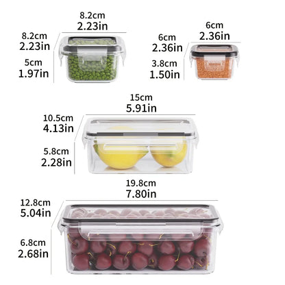Set 8 recipientes herméticos sin BPA con tapa de cierre - apto microondas y congelador para frutas verduras y secos

