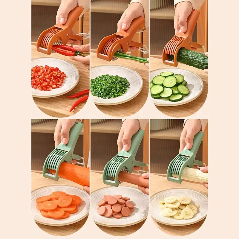 Rebanador multifuncional acero inoxidable frutas verduras color naranja
