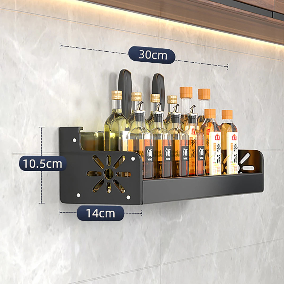 Estante de cocina aluminio pared 30cm con drenaje
