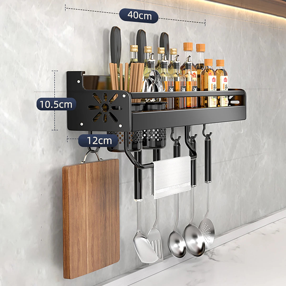 Organizador doble cocina aluminio pared 50cm
