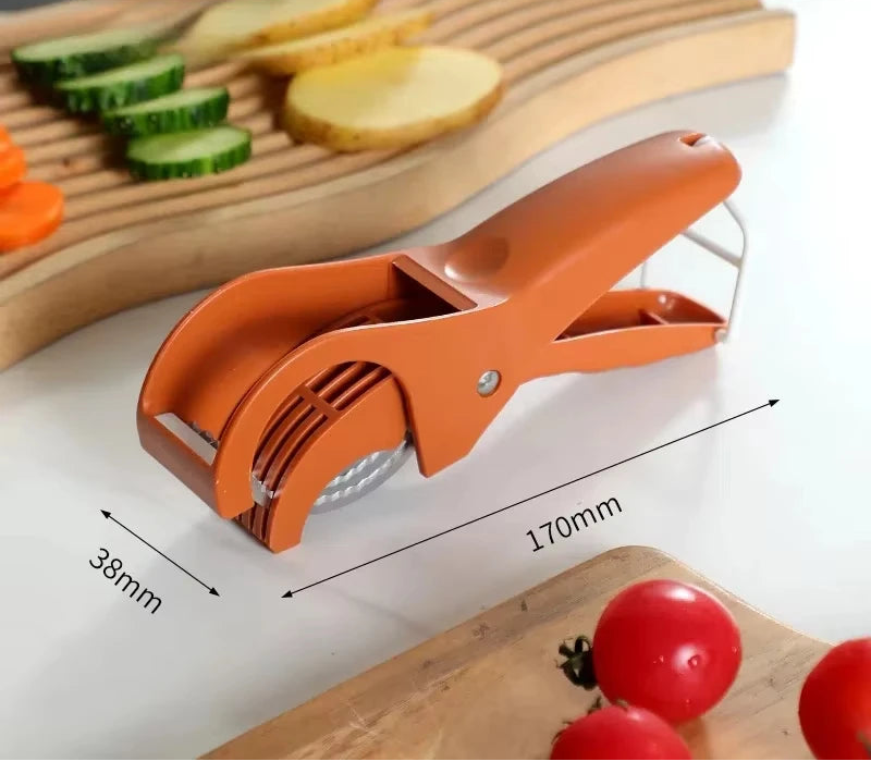 Rebanador multifuncional acero inoxidable frutas verduras color naranja
