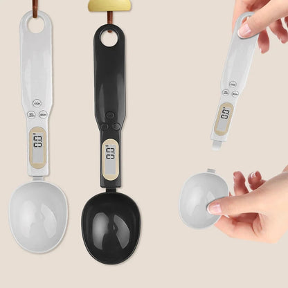 Báscula de cuchara digital blanca para café y repostería
