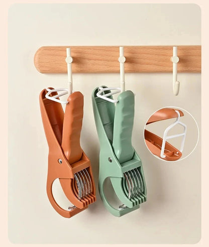 Rebanador multifuncional acero inoxidable frutas verduras color naranja
